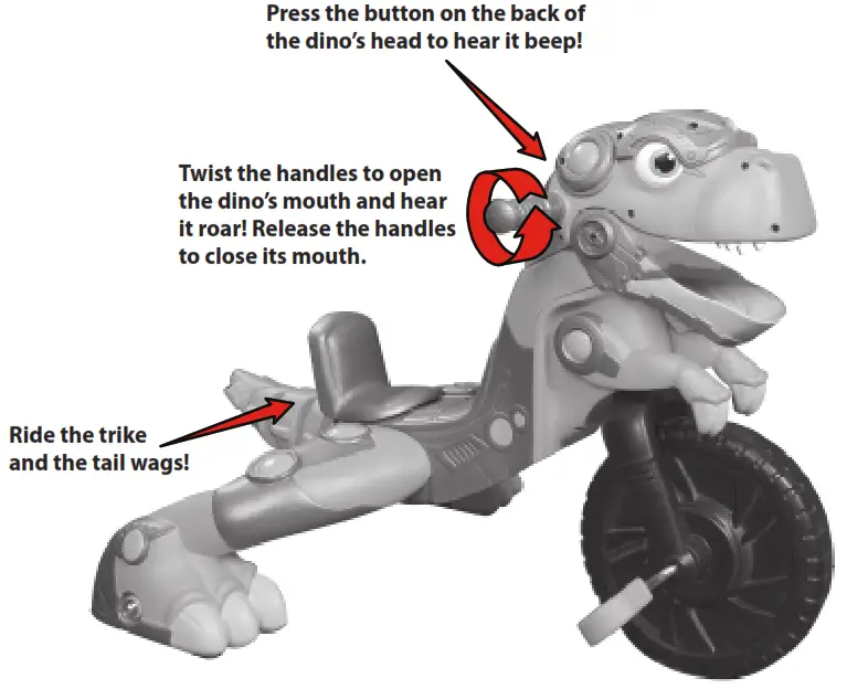 little tikes 658556C3 Chompin' Dino Trike, Toddler Tricycle - Chompin’ Dino’s Features