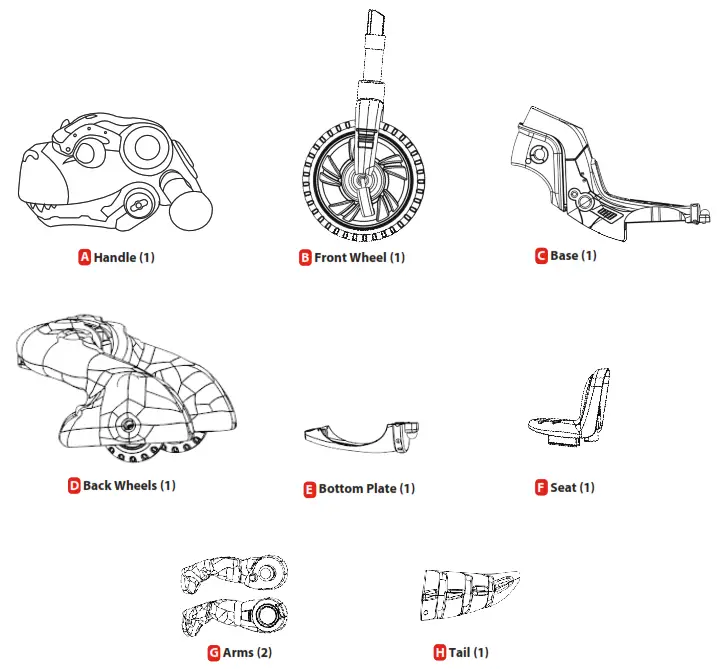 little tikes 658556C3 Chompin' Dino Trike, Toddler Tricycle - Dino Parts