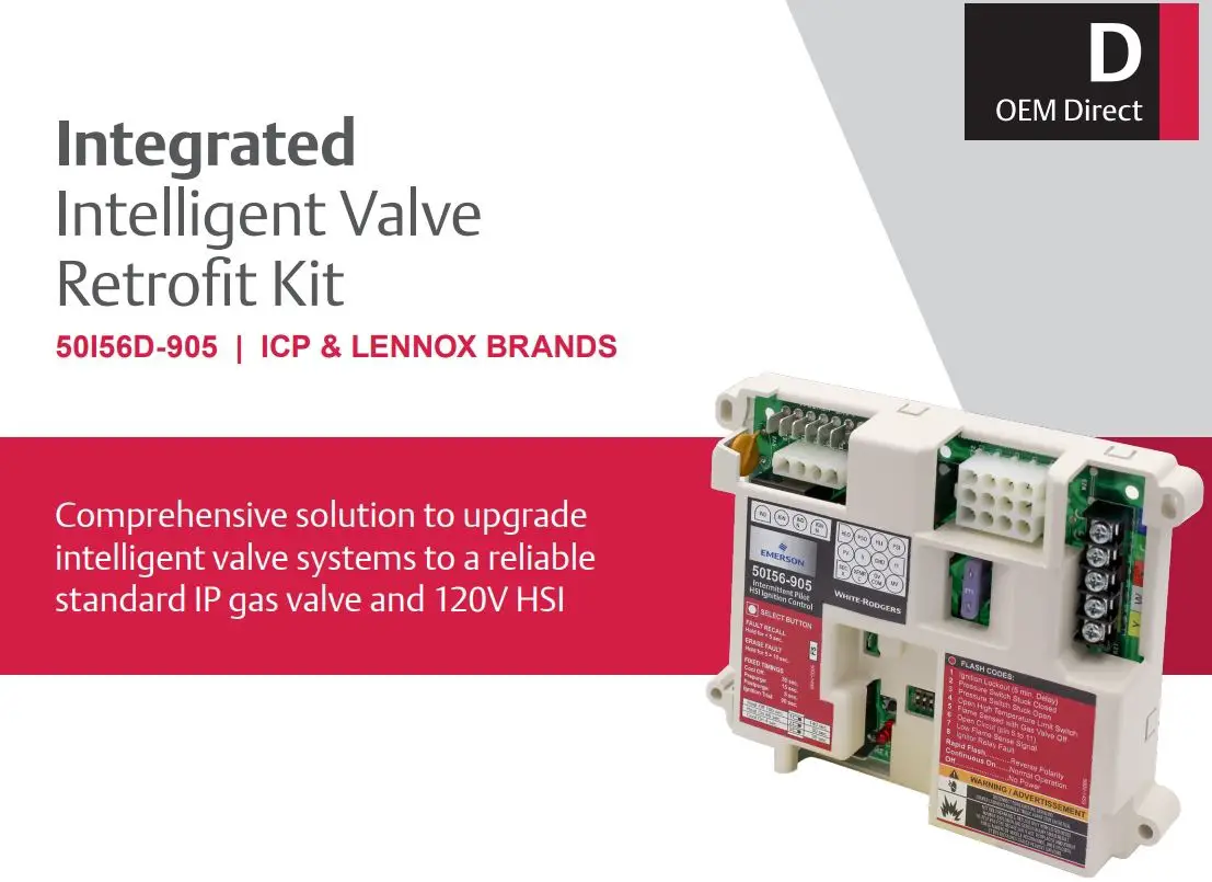 EMERSON 50I56D-905 ICP & LENNOX Intelligent Valve Retrofit Kit Instructions