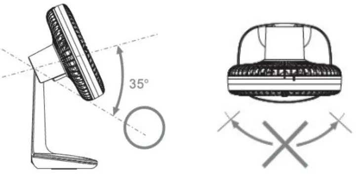living co Rechargeable 15cm USB DC Desk Fan - Adjusting angle