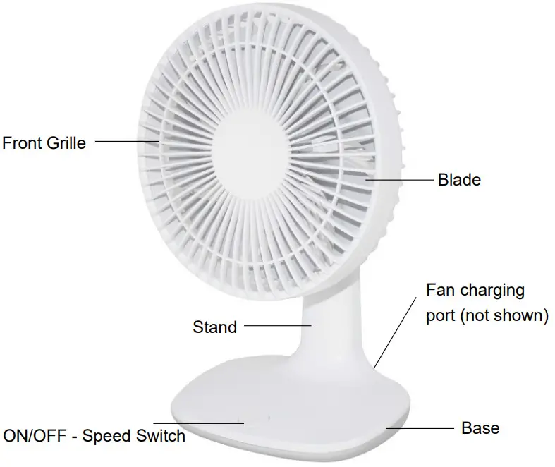 living co Rechargeable 15cm USB DC Desk Fan - OVERVIEW