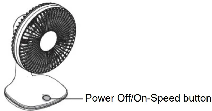 living co Rechargeable 15cm USB DC Desk Fan - Speed button