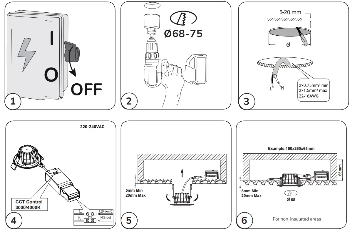 Llitt Sanna 230V LED Downlight - fig 1