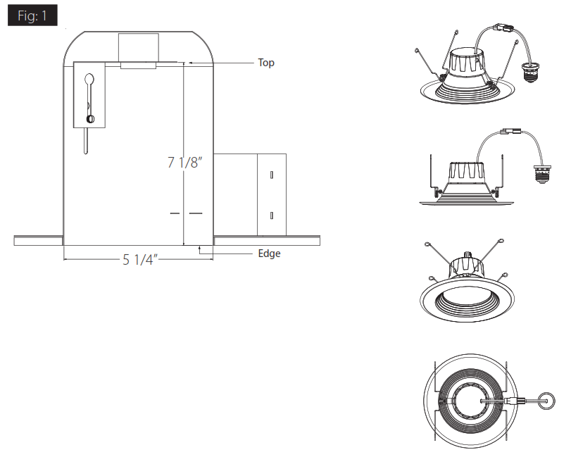 Lightcloud LCBR6R119TW120WB SS NS Retrofit Downlight - Dimensions