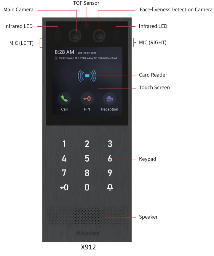 Akuvox TZ SM 002347 X912 Vandal Resistant Door Phone for High End Buildings - Fig1