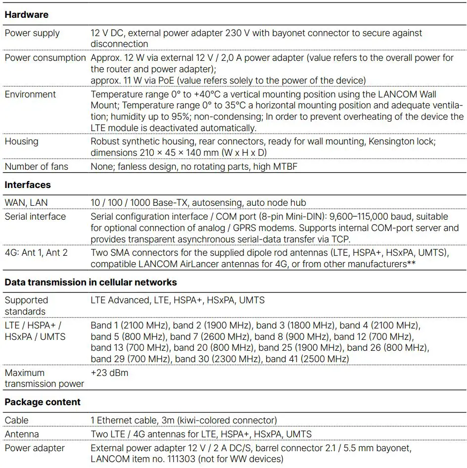 LANCOM 730-4G+ Versatile LTE-4G Network Extension User Guide - Product Overview