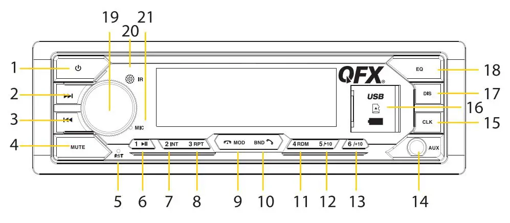 QFX FX-202 Car Stereo Bluetooth AM-FM Radio MP3 Player Instruction Manual - Product Overview