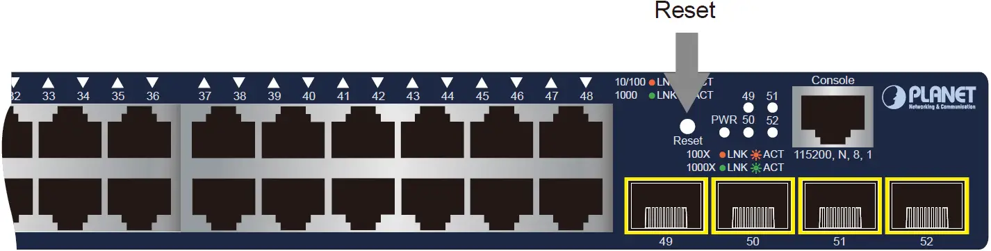 GS-4210-48T4S Reset Button
