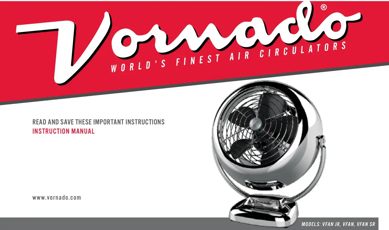 Vornado VFAN JR, VFAN, VFAN SR Finest Air Circulators Instruction Manual