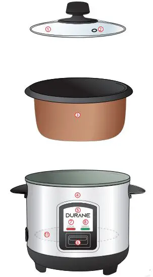 SQ professional 9322 Durane 800ML Stainless Steel Rice Cooker fig1