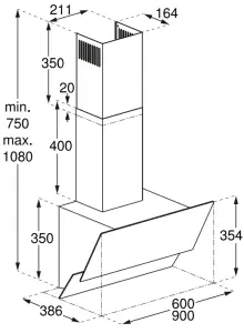 BOSCH DWK 6AJ 0 Extractor Hood - Appliance dimensions