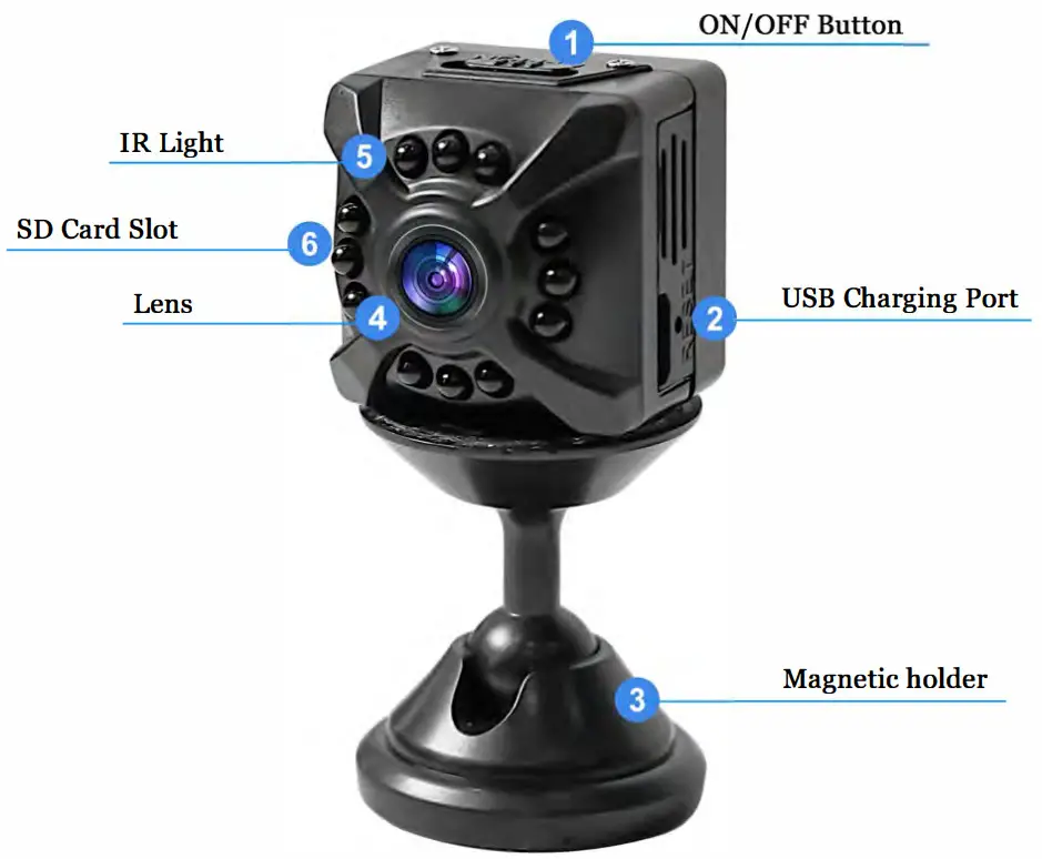 Teknistore X5 Compact HD Lens Infrared Night Vision Sport Camera Multiple Resolution Video - Product Display