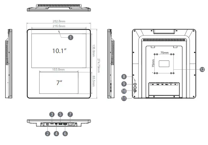 Shenzhen Electron Technology WD1012T Dual Display Digital Signage- Exterior Components