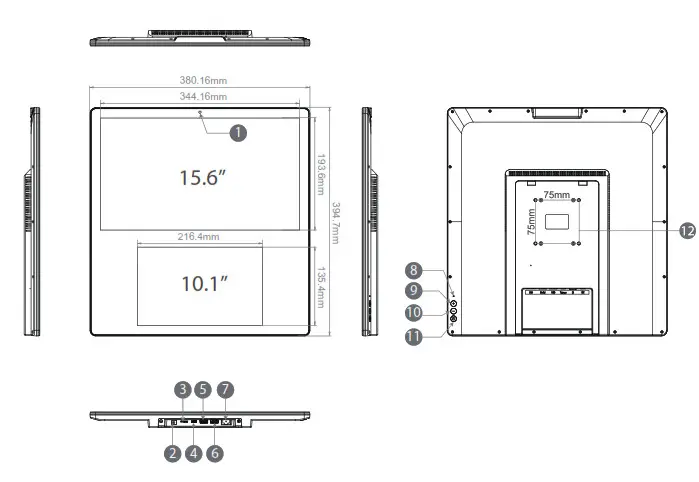 Shenzhen Electron Technology WD1012T Dual Display Digital Signage- Exterior Components 2