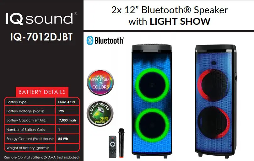 Iq Sound Bluetooth Speaker With Light Show User Manual