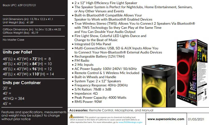 IQ sound Bluetooth Speaker with LIGHT SHOW - PRODUCT DETAILS