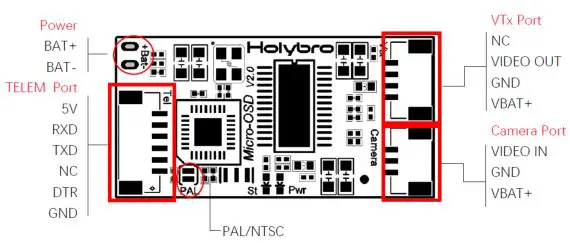 Hoybro Micro OSD V2 - Pinout Diagram