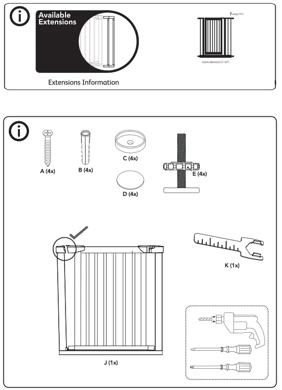 COSTWAY HV10042 Safety Gate - Extensions Information