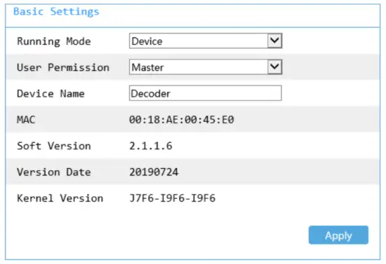 Comelit DEC0804 4 Channel Professional Decoder - Basic Settings