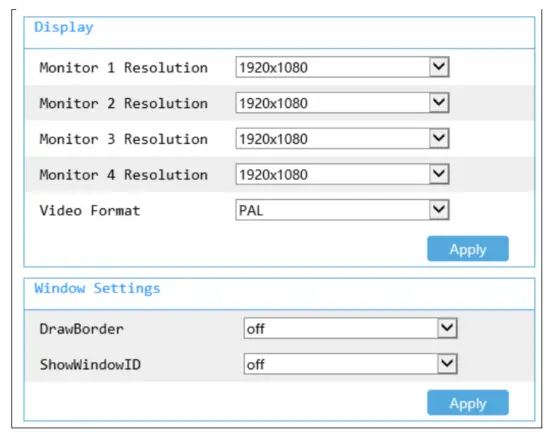 Comelit DEC0804 4 Channel Professional Decoder - Display Settings