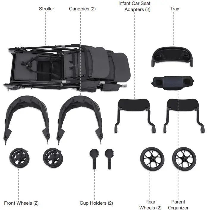 joovy 220301 Big Caboose Graphite Triple Stroller - FIG