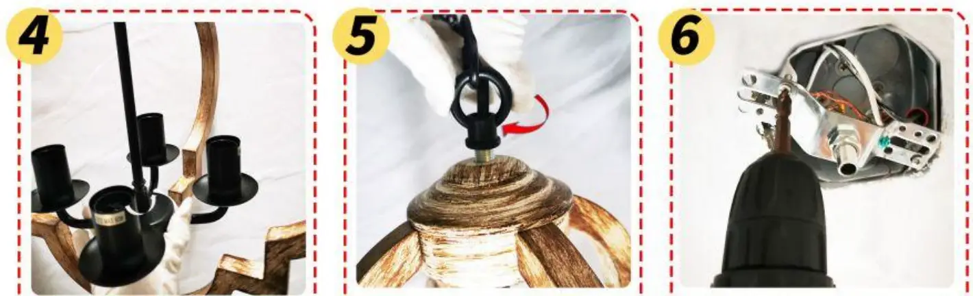 OUKANING HG HCXLST 6262 4 Light Black Vintage Farmhouse Style Adjustable Hanging Barn Light Pendant Light with Wood Shade - figure