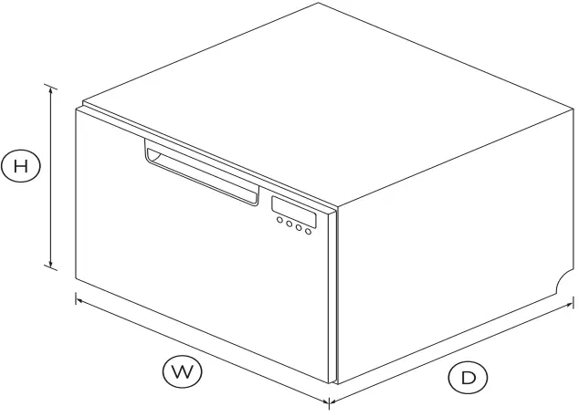 FISHER PAYKEL DD60SCX9 Sanitise Single DishDrawer Dishwasher - DIMENSIONS