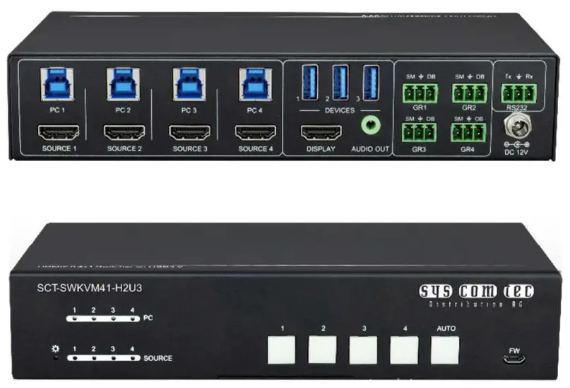 sys com tec SCT SWKVM41 H2U3 KVM HDMI 2 0 Switcher