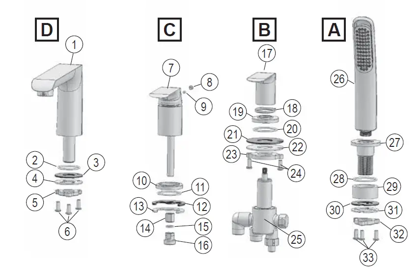 RAVAK Flat FL 026.00 4 Hole Bath Water Tap FIG (1)