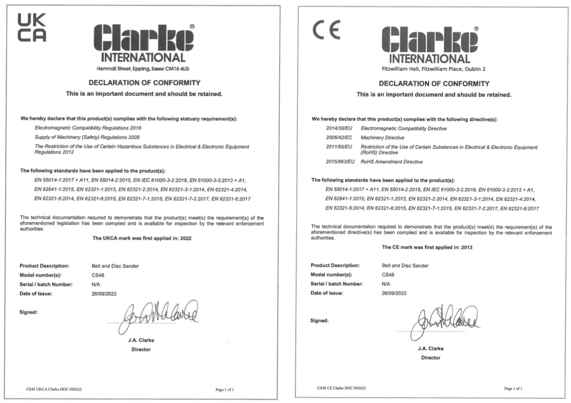Clarke CS48 Belt Disc Sander - EXPLODED DIAGRAM 1