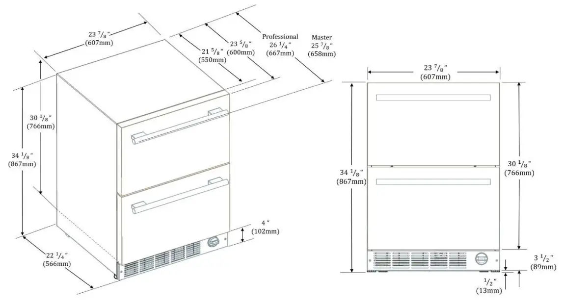Thermador T24UC905DP Refrigerator Freezer -General measures