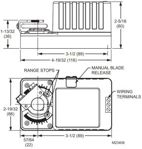 Motor dimensions in in. (mm)