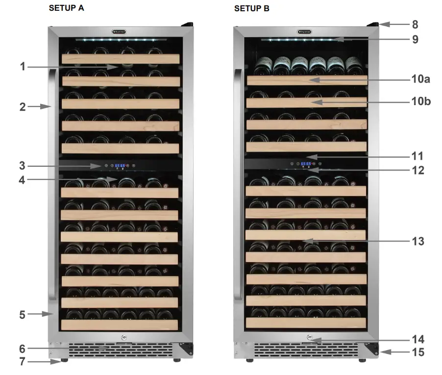 Whynter 92 Bottle Built-in Stainless Steel Dual Zone Compressor Wine Refrigerator BWR-0922DZ with Display Rack and LED display 2