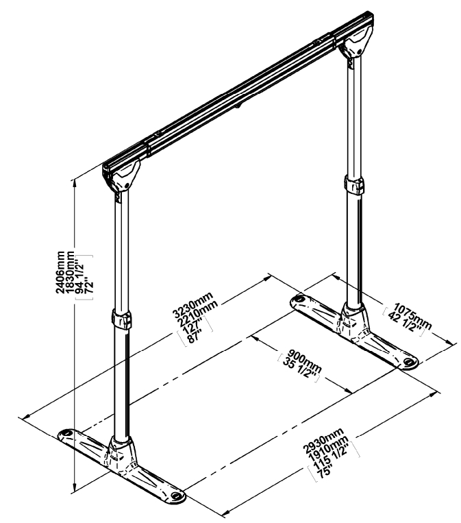 RehabMart 9720010 Easytrack Free Standing System - SPECIFICATIONS