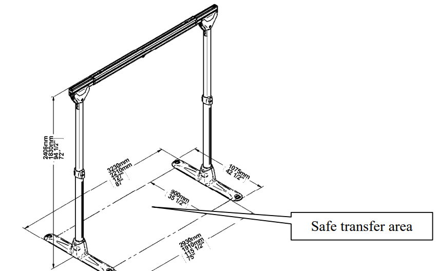 RehabMart 9720010 Easytrack Free Standing System - Safe transfer area