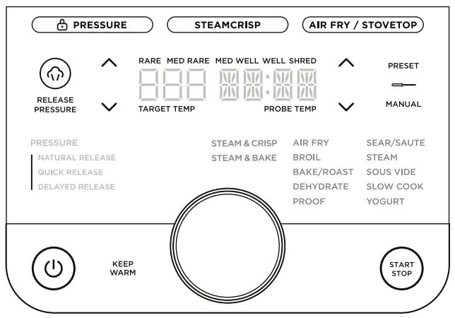 NINJA Foodi OL701 Smart XL Pressure Cooker Steam Fryer - CONTROL PANEL