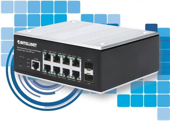 INTELLINET 508834 8 Port Gigabit Ethernet Layer2 Web Managed Industrial Switch - cover