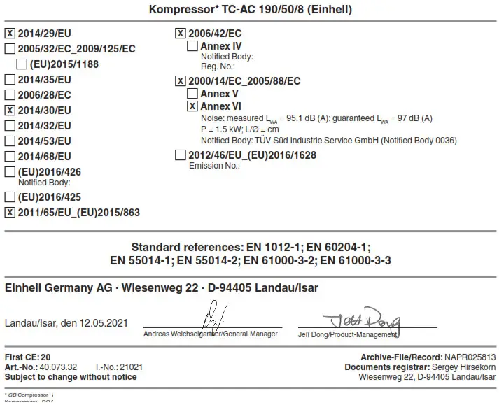 Einhell TC AC 190 Air Compressor - fig 3