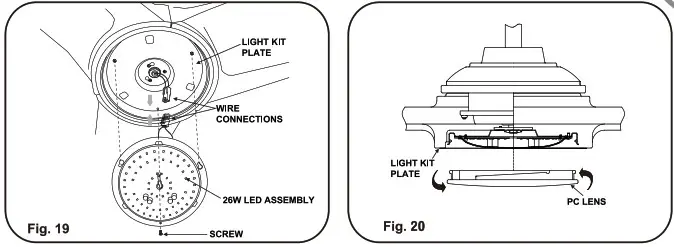 minkaAire Timber LED Ceiling Fan - INSTALLING THE LED AND LAMP SHADE