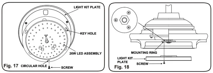 minkaAire Timber LED Ceiling Fan - INSTALLING THE LIGHT KIT PLATE