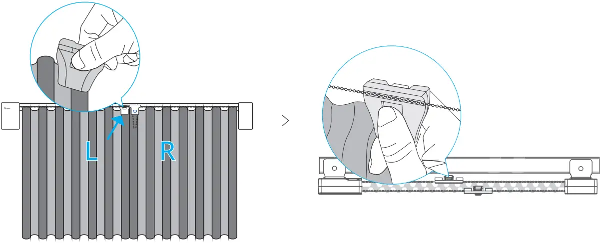 Mount the curtain clamps