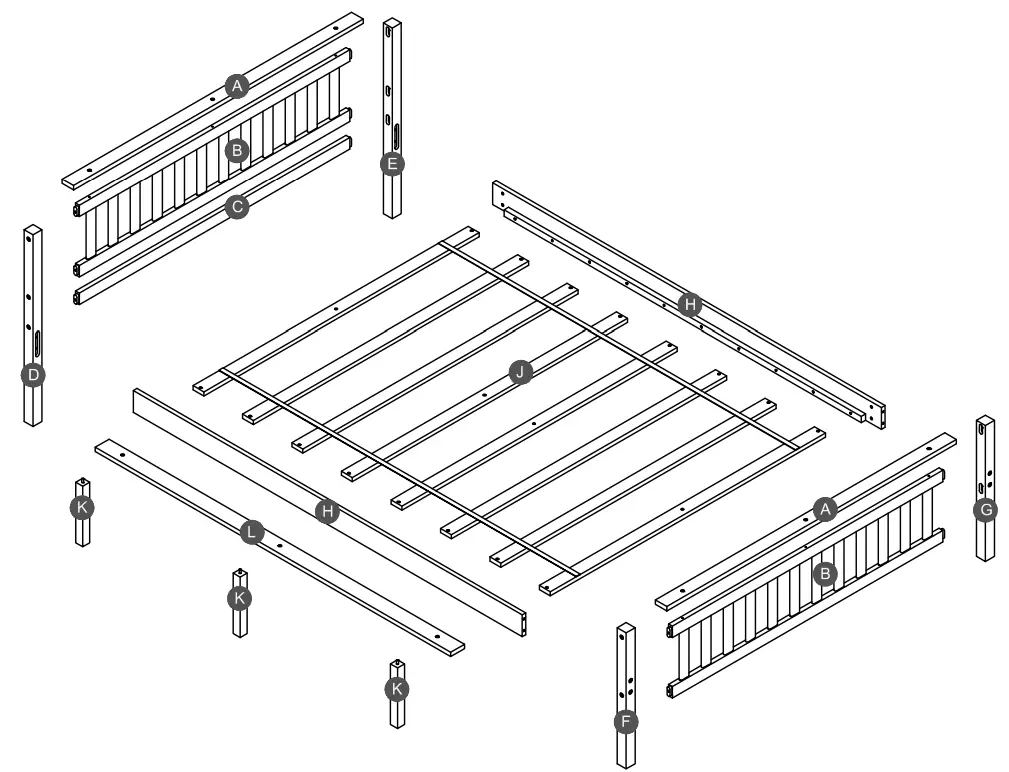COSTWAY HU10028 Full Bed Frame - Detail View