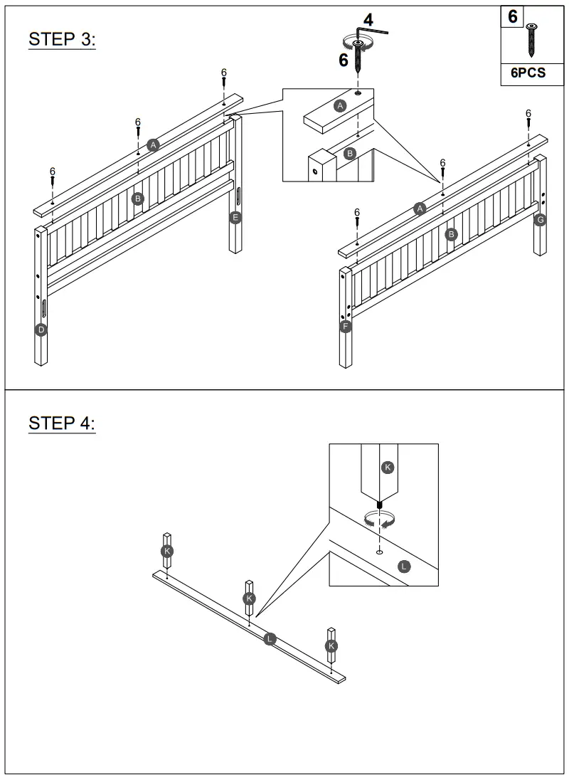 COSTWAY HU10028 Full Bed Frame - HARDWARE LIST1