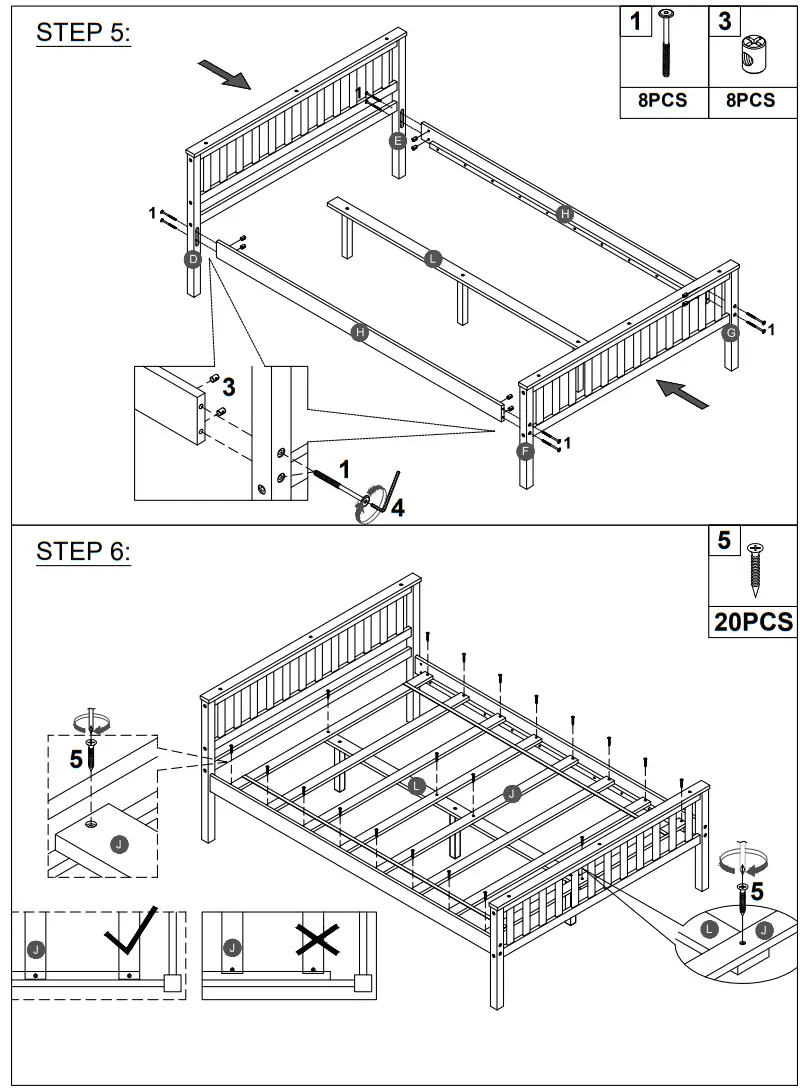 COSTWAY HU10028 Full Bed Frame - PART LIST1