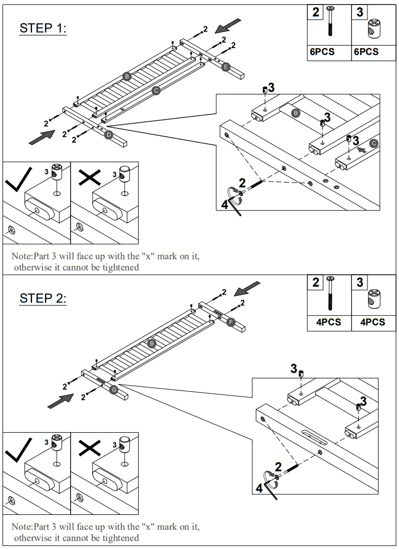 COSTWAY HU10028 Full Bed Frame - PART LIST2
