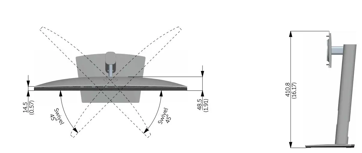 Dell U2422H Outline Dimension Guide User Guide - Dimension