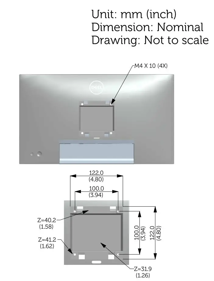 Dell U2422H Outline Dimension Guide User Guide - Dimension