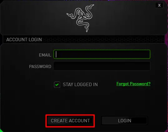 Create a Razer Synapse 2.0 account