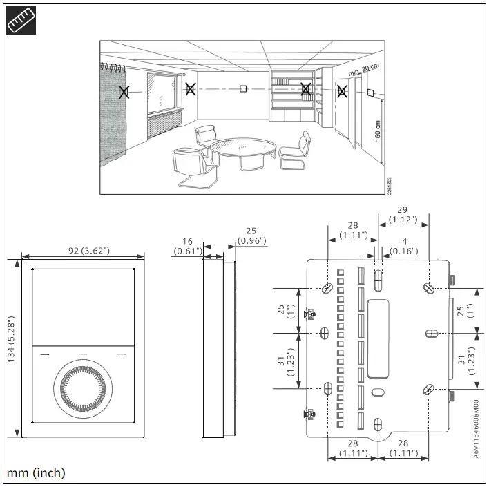 SIEMENS RDG200KN KNX Communicating Room Thermostat fig1