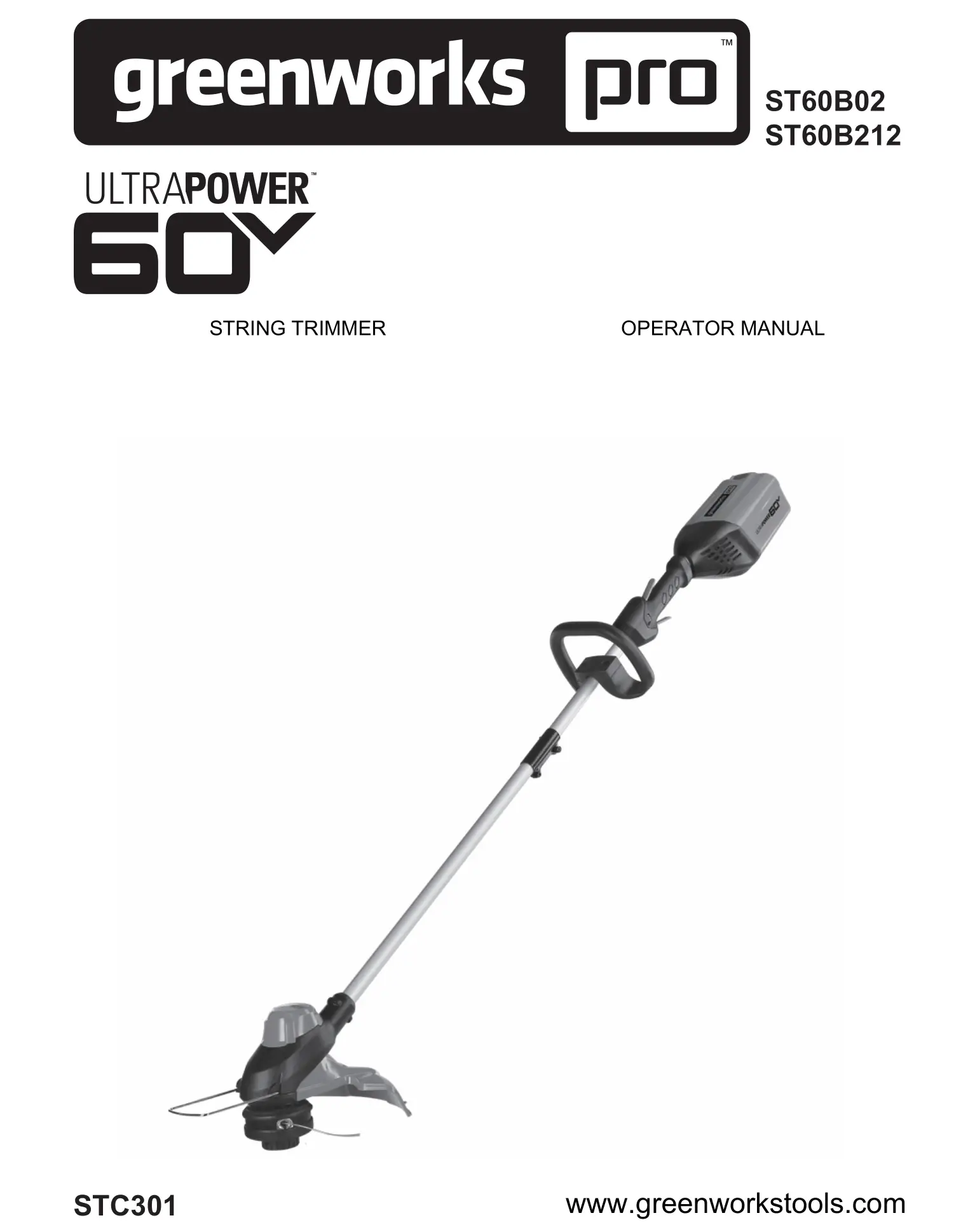 greenwork pro PS60L01 Battery Cordless Pole Saw Owner's Manual ST60B212